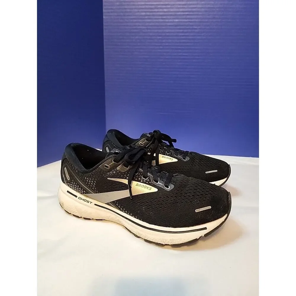 Brooks Ghost 14 Womens 8.5 B Shoes Black Silver Running Walking 1203561B057